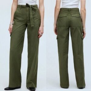 Madewell Griff High Rise Superwide Leg Olive Cargo Pants size 25